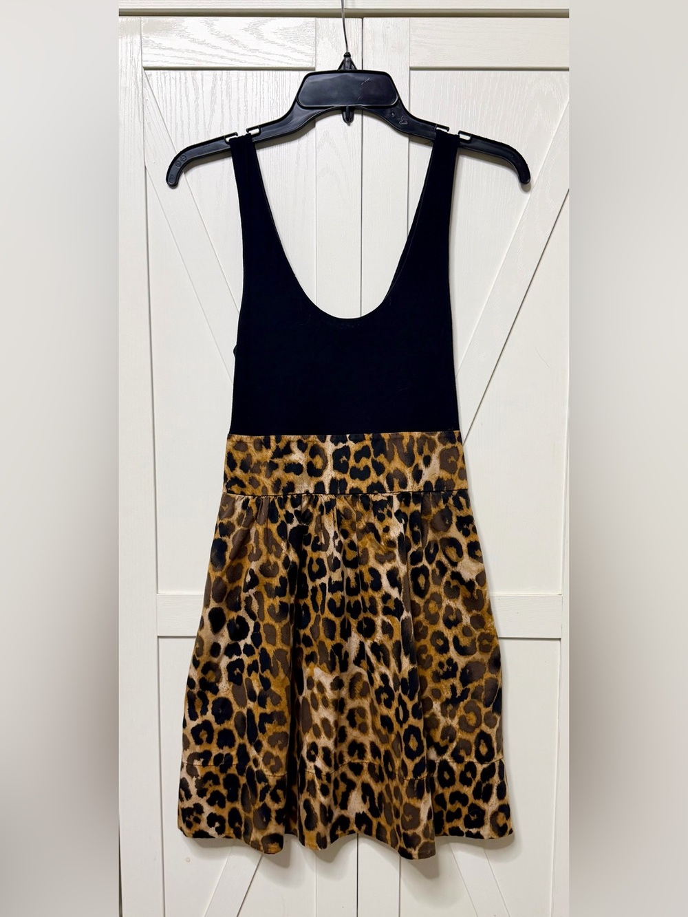 Express Black Top & Leopard Print Skirt Dress W/ Pockets - Size 2